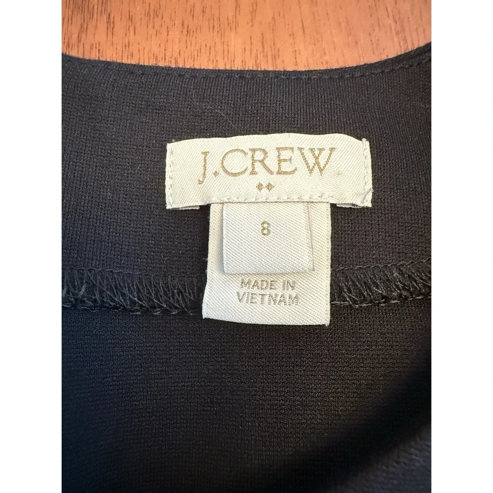 J. Crew Dress Womens Sz 8 Sheath Black Structured Knit Stretch‎ Career Work